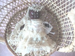 5'' GOOGLY CELLULOID BLACK DOLL RED BODY ANTIQUE BRIDE DRESS VEIL